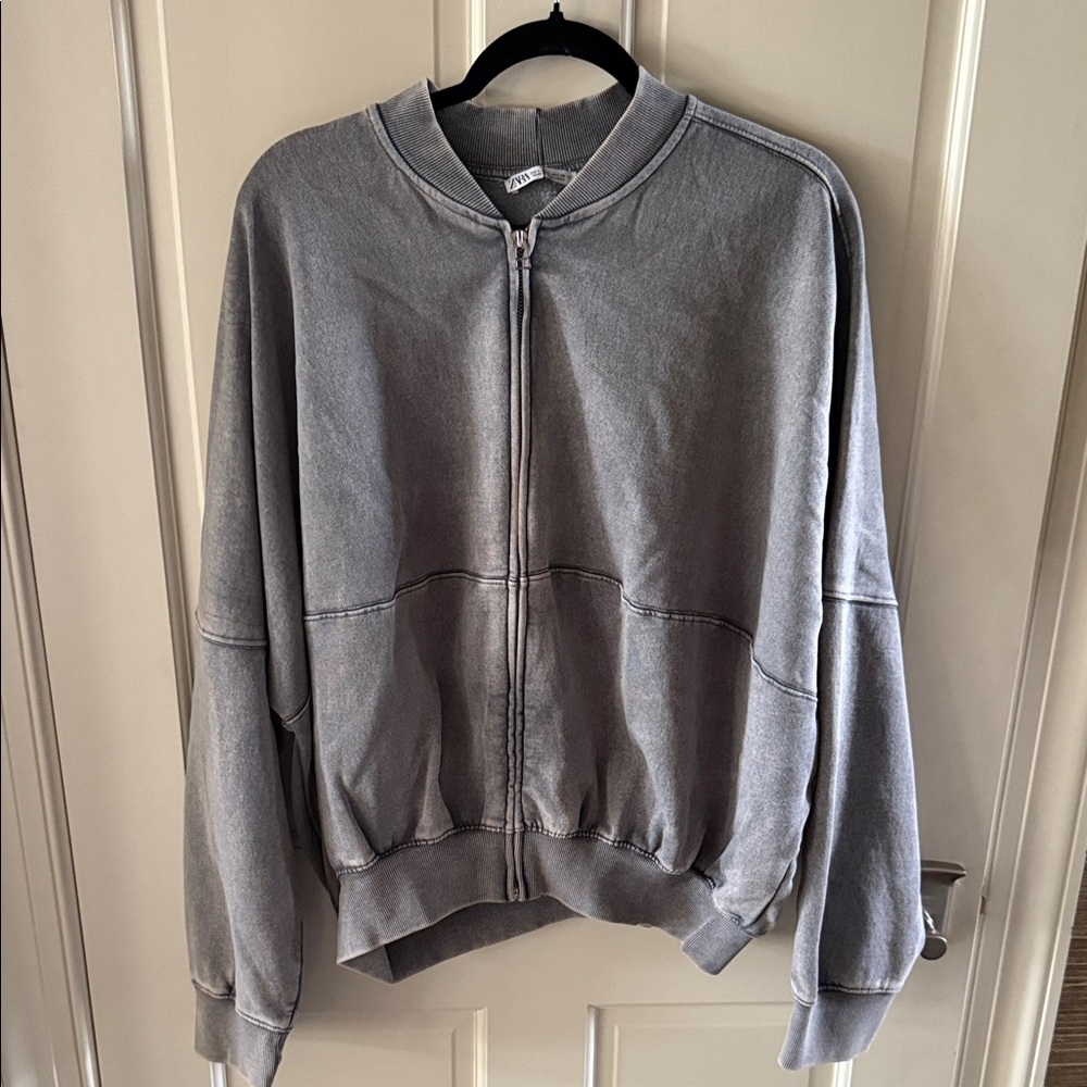 Zara Gray Bomber Sweatshirt
